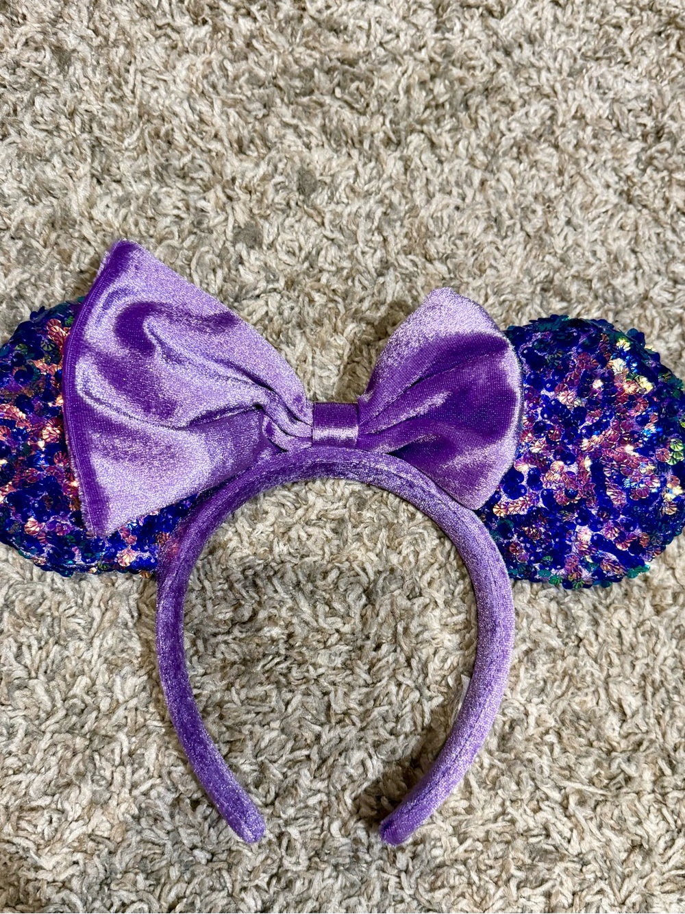 Disney Purple Velvet Sequin Mouse Ear Headband
